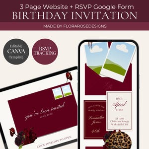 Aged Like a Fine Wine Birthday Invitation | Editable Canva Template (Digital Download)