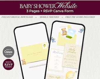 Baby Yellow Lemon Theme Digital Invitation | Ciao Baby | Baby Shower Website | Editable Canva Template