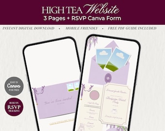 High Tea Invitation, Editable High Tea Bridal Invitation, Regency  | High Tea Website |  Editable Canva
