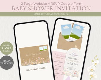 Baby In Bloom: Editable Baby Shower Invitation Template, Spring Summer Wildflowers and Florals