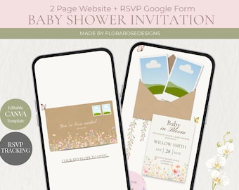 Baby in Bloom Shower Invite Website | Editable Canva Template (Digital Download)