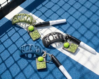 Custom Name Tennis Ball Stencil Kit with Marker Pen, Personalised Tennis Gift for Players, Coach Team Present, Padel Ball Marker Keyring