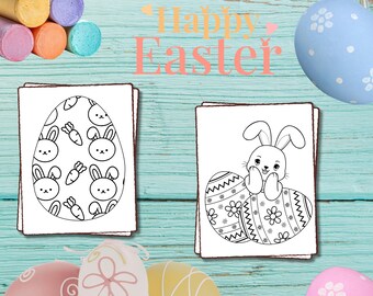 Dibujos para colorear de huevos de Pascua / Dibujos para colorear para niños / Descarga digital - 6 páginas