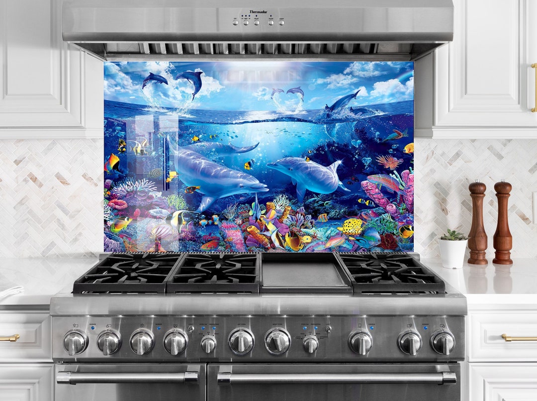 Kitchen Glass Splashbacktempered Glass Aquarium Backsplash Etsy