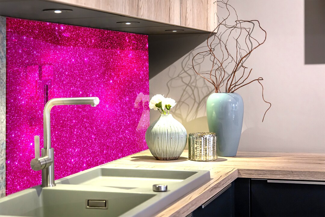 Pink Glitter Bathroom Backsplashbathroom Decorsink Etsy