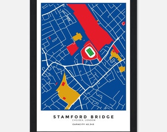 Stamford Bridge (Chelsea) Map Prints & Frames | Gift for Chelsea fan including Dad, Grandad, Uncle, Brother