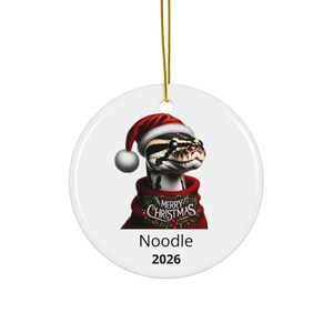 Personalized Ball Python Ornament, Pet Name and Year, Ceramic Snake Christmas Gift