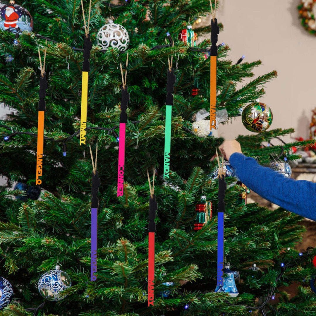 Personalized Christmas Lightsaber Ornament Custom Family Member Name Unique Christmas Gifts Etsy