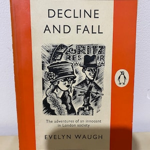 Evelyn Waugh Book Pairing, Satire book pair upper class philosophy vintage penguin book bundle 50s book great condition