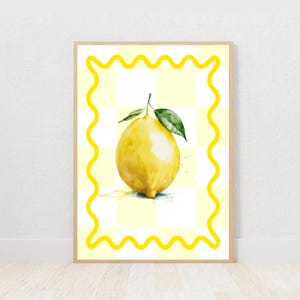 Zitrone Wand Kunst zum ausdrucken, Retro Wanddruck, Obst Wandkunst, Zitrone Dekor, Zitrus Wand-Dekor, Dopamin Dekor, digitaler Download