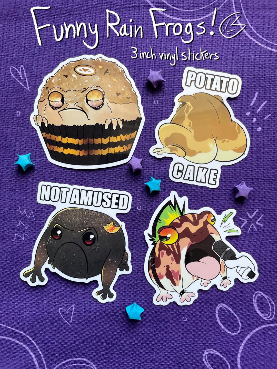 Funny Rain Frogs | 3 Inch Vinyl Stickers | Cute Hilarious Creature ...