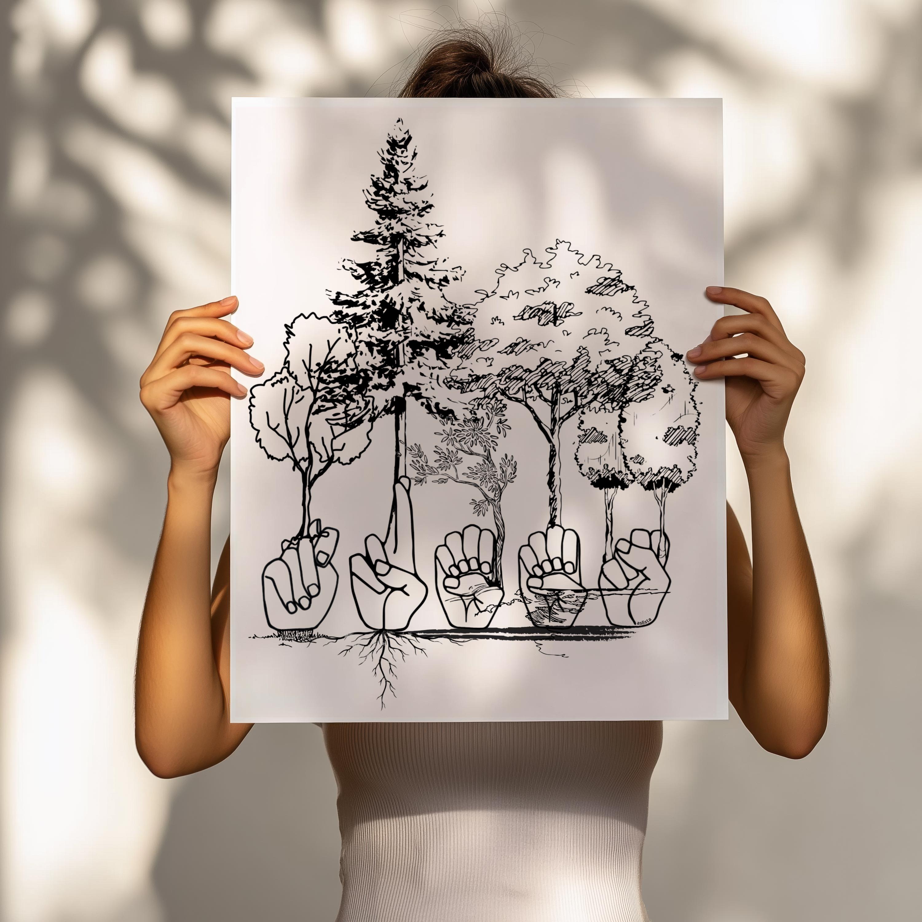 Tree Asl ASL TREES Poster: American Sign Language Wall Art (digital Download ...