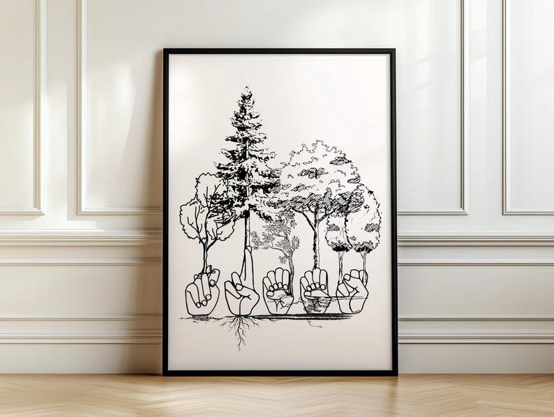 ASL TREES Poster: American Sign Language Wall Art (digital Download ...