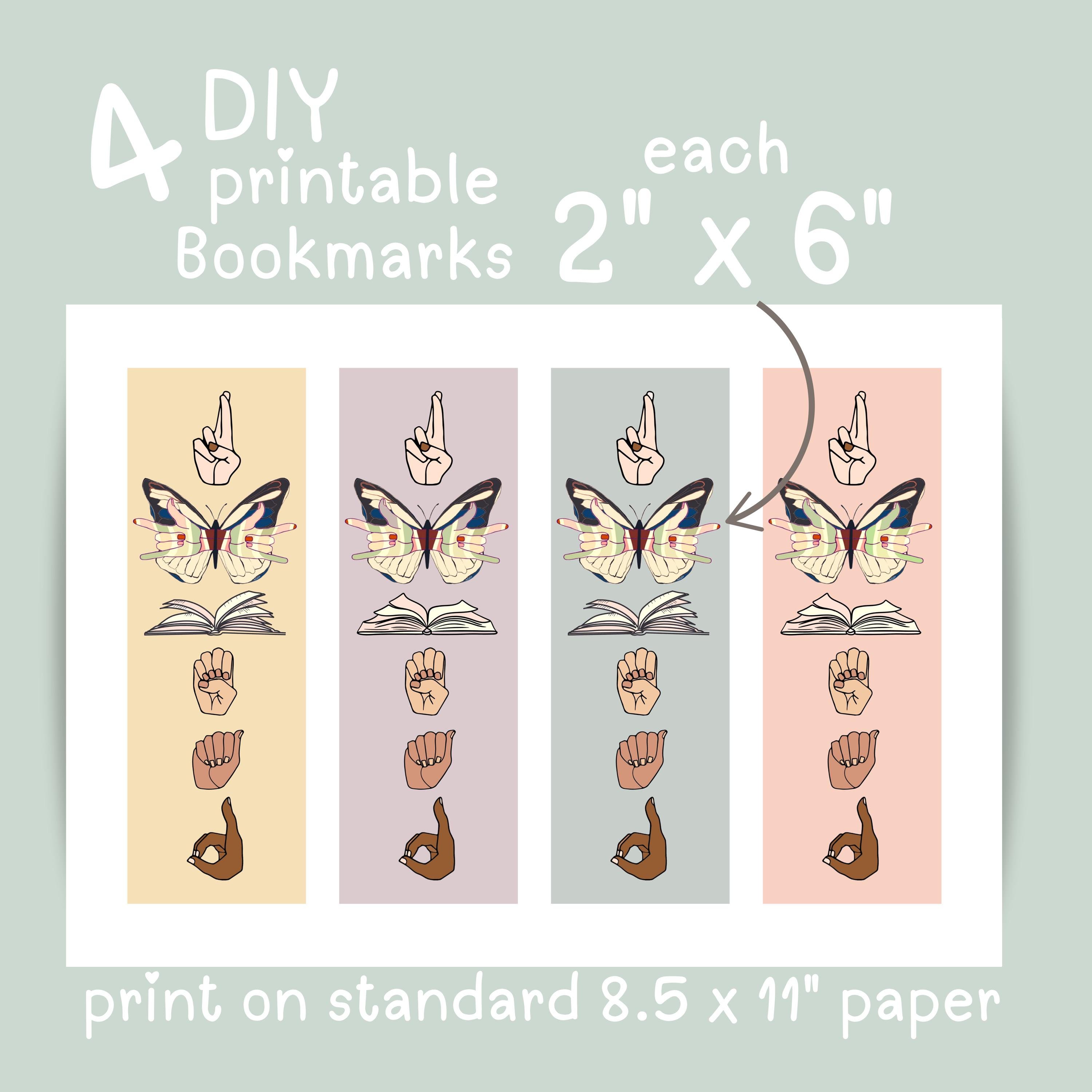 Sign Language Bookmarks Printable Bookmark ASL Sign Language Printable ...