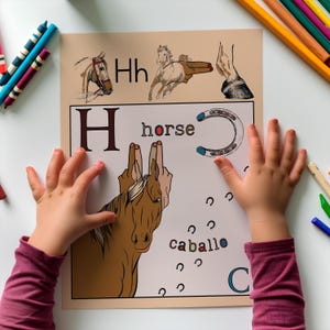 Drietalig ABC-kleurboek: ASL, Spaans, Engels (digitale download)