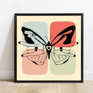 ASL ILY Butterfly Print: Sign Language Wall Art (Digital Download 30x30&quot;)