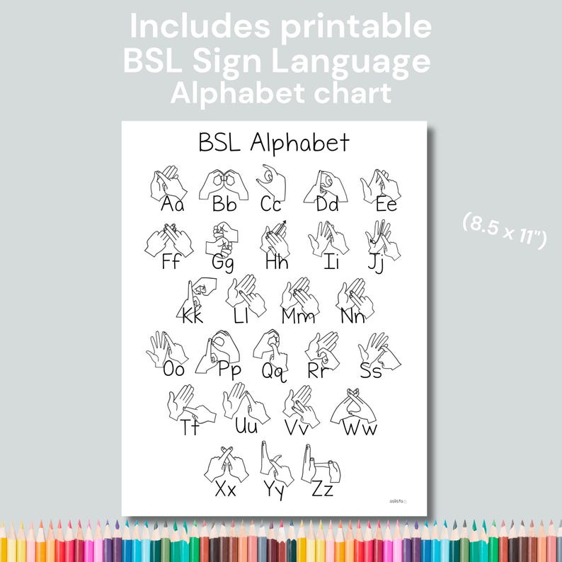 BSL Alphabet Doodle Coloring Page for Kids: Printable Sign Language Art ...