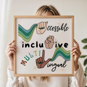 ASL Accessible Inclusive Multilingual, Wall Art Digital Download, ASL Inclusive Classroom, Welcome Sign Language Poster, ASL Diversity Sign