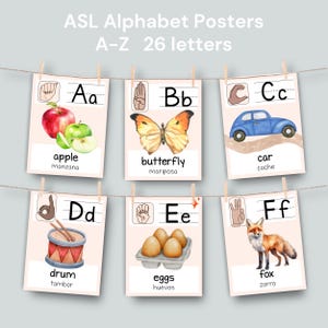 Trilingual Alphabet ASL Classroom Poster: Spanish, English (Digital Download)