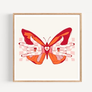 ASL I Love You Butterfly Print: Retro Sign Language Wall Art (Digital Download)