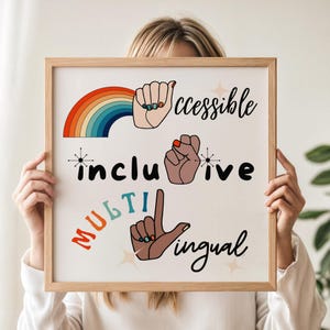 ASL Accessible Inclusive Multilingual, Wall Art Digital Download, ASL Inclusive Classroom, Welcome Sign Language Poster, ASL Diversity Sign