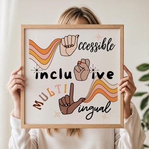 ASL Accessible Inclusive Multilingual, Wall Art Digital Download, ASL Inclusive Classroom, Welcome Sign Language Poster, ASL Diversity Sign
