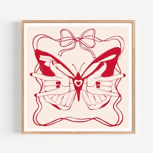 ASL I Love You Sign Print: Pink Butterfly Retro Wall Art (Digital Download)