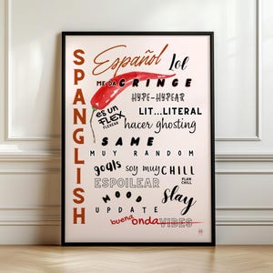 Spanish Classroom Print, Typogrophy Poster, Trendy Wall Art, Spanglish Poster, Printable Art, Digital Download, Retro Spanish Poster Español
