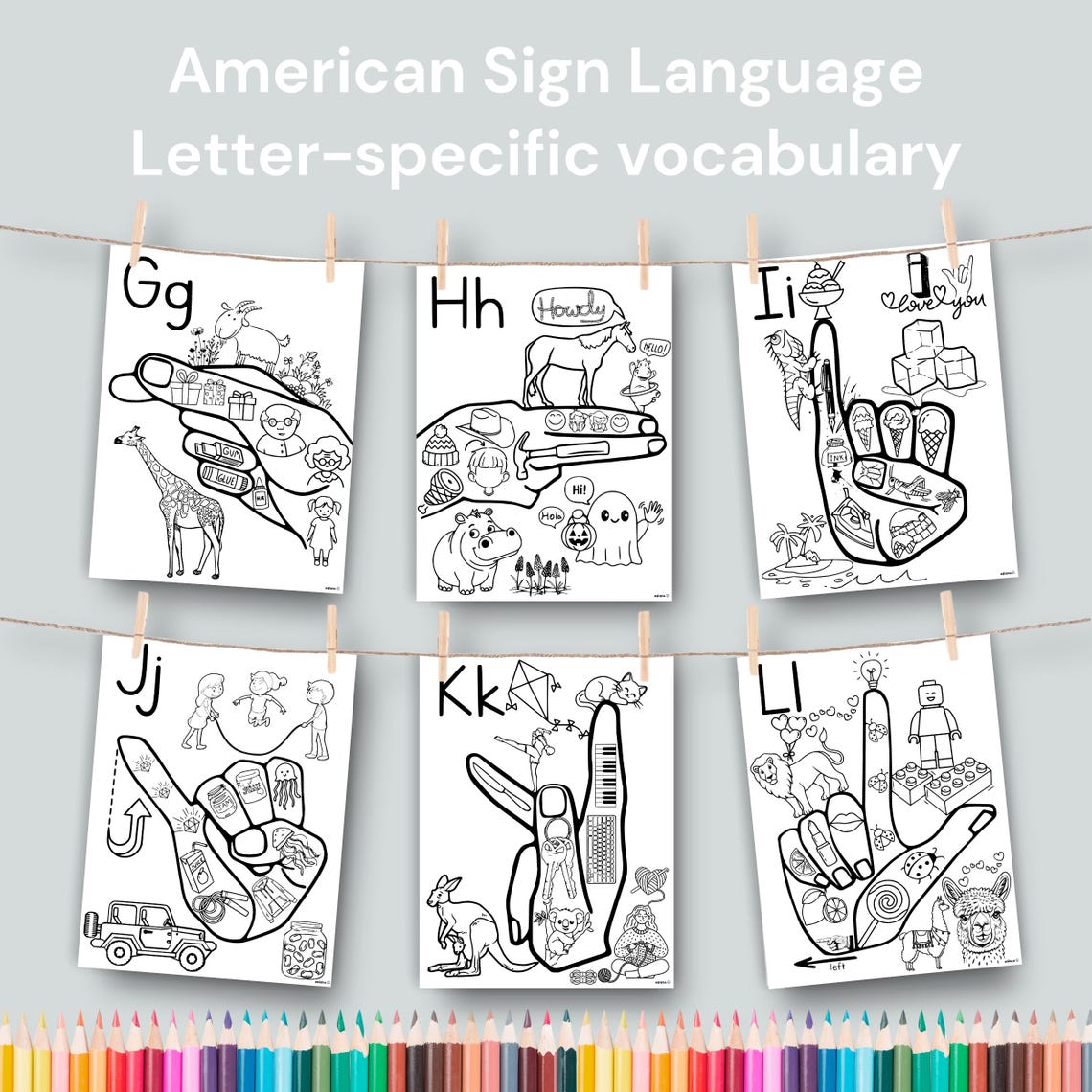 ASL ABC Coloring Book: Sign Language Alphabet Printable (digital ...