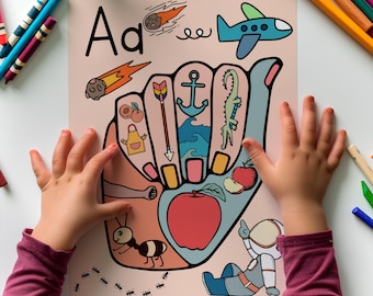 Libro da colorare ASL ABC: alfabeto del linguaggio dei segni stampabile (download digitale)