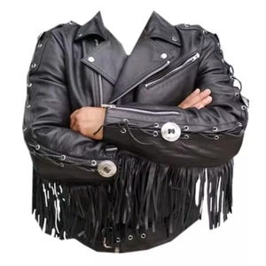 ジャケット・アウター leather fringe concho blouson black XL JOHNSONS VINTAGE MEX TEX Leather Fringe Jacket/Coat ジョンソンズ