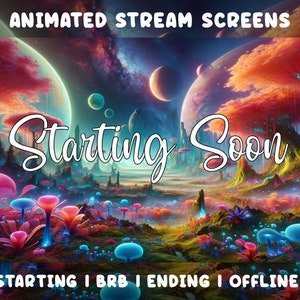 4x Animated Aesthetic Lofi Magical Vibrant Planet Twitch Screens | Stream Is Starting, Be Right Back, Stream Is Ending and Offline