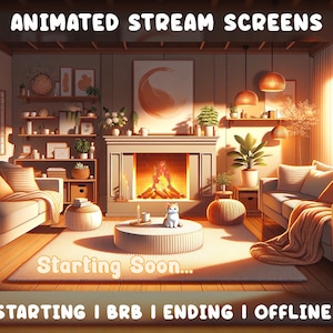 4x Animated Aesthetic Lofi Cozy Twitch Screens | Stream Is Starting, Be Right Back, Stream Is Ending and Offline