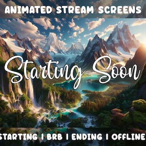 4x Animated Aesthetic Lofi Magical Vibrant Mountains Twitch Screens | Stream Is Starting, Be Right Back, Stream Is Ending and Offline