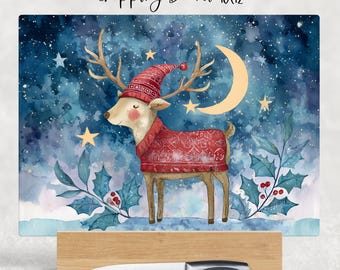 Whimsical Christmas Deer Cutting Board Design, Baking Sublimation Board, Sublimation Cutting, Glass Kitchen Cutting Board PNG