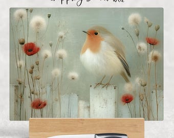 Boho Robin Cutting Board Design, Baking Sublimation Board, Sublimation Cutting, Glass Kitchen Cutting Board