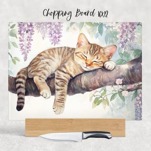 Sleeping Cat Kitten Cutting Board Design, Baking Sublimation Board, Sublimation Cutting, Glass Kitchen Cutting Board, Cute Kitten PNG