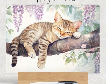 Sleeping Cat Kitten Cutting Board Design, Baking Sublimation Board, Sublimation Cutting, Glass Kitchen Cutting Board, Cute Kitten PNG