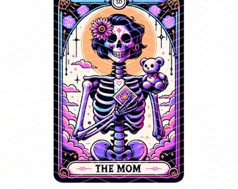 Carta del Tarot de Mamá PNG, Camiseta Moderna PNG, Diseño de Sublimación de Esqueleto de Mamá, Clip Art de Esqueleto, Camiseta Taza PNG