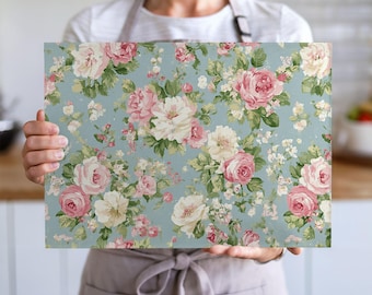 Rose Shabby Chic Cutting Board Design, Baking Sublimation Board, Sublimation Cutting, Glass Kitchen Cutting Board