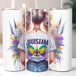 Louisiana 20oz Skinny Tumbler PNG Sublimation Design, Print Straight PNG File Digital Download, Travel Design, State Collage Design