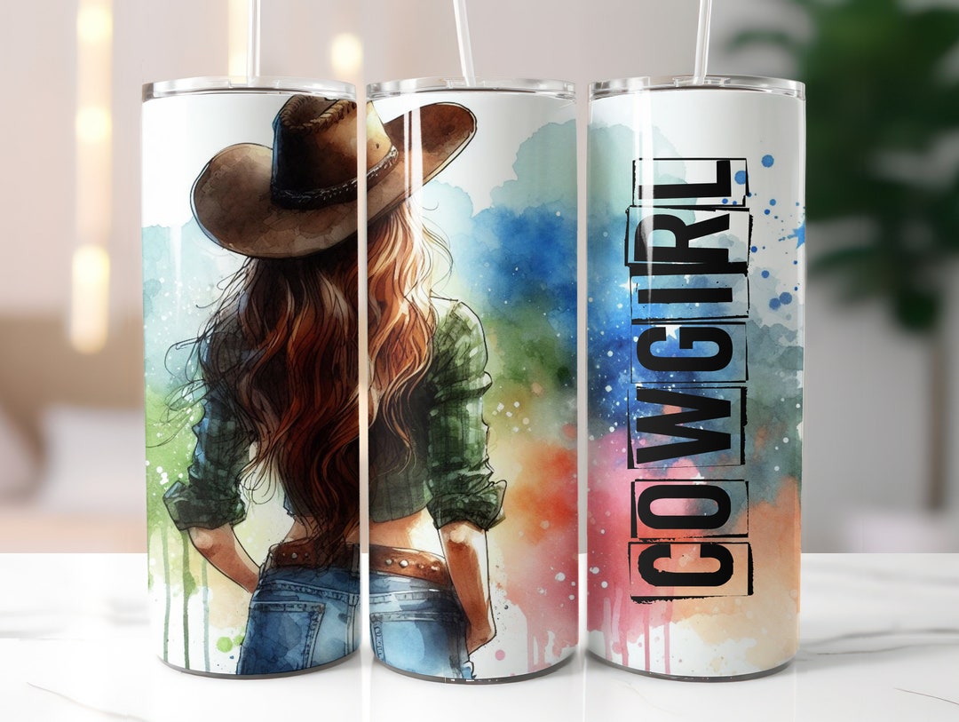 Cowgirl 20 Oz Skinny Tumbler Wrap, Sublimation Design PNG for 20oz ...