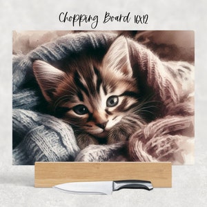 Tabby Kitten Cutting Board Design, Baking Sublimation Board, Sublimation Cutting, Glass Kitchen Cutting Board, Tabby Kitten PNG