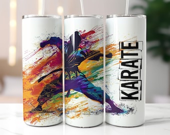 Karate Tumbler Wrap Design, 20oz Skinny, Sport Tumbler PNG, Karate PNG, Karate Mom Tumbler, Karate Design