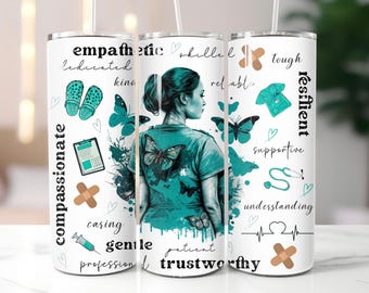 Nurse Affirmation 20oz Skinny Tumbler Wrap, Nurse 20 oz Skinny Tumbler, Nurse Sublimation Design, Nurse PNG design, Nurse Stethoscope