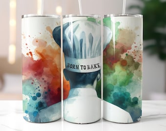 Born to Bake Tumbler Wrap, Baker 20oz Skinny Tumbler, Baking Sublimation Design, Baking Tumbler, Chef Tumbler Wrap, Baker Gift