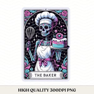 Carta del Tarot de Baker PNG, camiseta de moda PNG, diseño de sublimación de esqueleto atrevido de Baker, clipart de esqueleto, taza de camiseta PNG