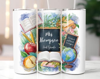 Add Name School SEAMLESS Tumbler Wrap, Custom 20oz Skinny Tumbler Sublimation Design, Cute Cow Sublimation, College Teacher Tumbler Wrap PNG