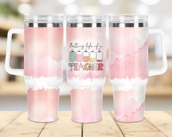 Battery Life Teacher Tumbler Wrap, 40oz Quencher Tumbler Sublimation Design, Teacher 40oz Coffee Wrap, Teacher 40oz Sublimation Design