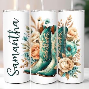 Cowgirl Boots SEAMLESS Tumbler Wrap PNG, Country Western Sublimation Digital Download, 20oz Skinny Tumbler Design, Instant Digital Download